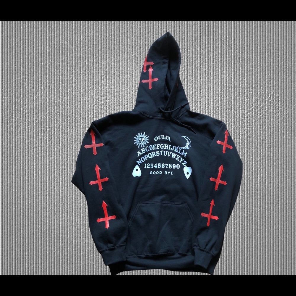 Ouija Hoodie MEDIUM Size inverted crosses